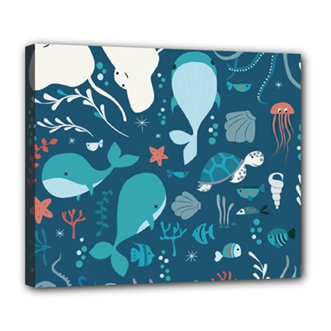 Cool Sea Life Pattern Deluxe Canvas 24  X 20   by Bigfootshirtshop