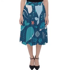 Cool Sea Life Pattern Folding Skater Skirt