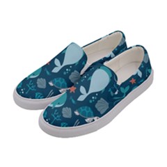 Cool Sea Life Pattern Women s Canvas Slip Ons by Bigfootshirtshop