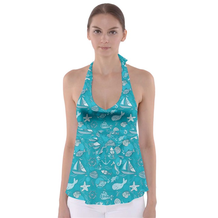 Fun Everyday Sea Life Babydoll Tankini Top