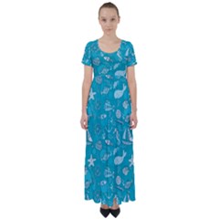 Fun Everyday Sea Life High Waist Short Sleeve Maxi Dress