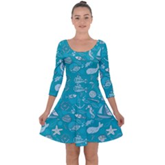 Fun Everyday Sea Life Quarter Sleeve Skater Dress