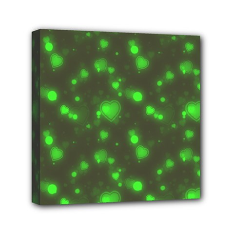 Neon Green Bubble Hearts Mini Canvas 6  X 6  by PodArtist