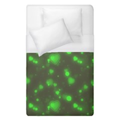 Neon Green Bubble Hearts Duvet Cover (single Size) by PodArtist