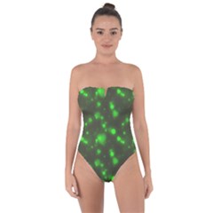 Neon Green Bubble Hearts Tie Back One Piece Swimsuit by PodArtist