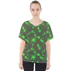 Neon Green Bubble Hearts V-neck Dolman Drape Top