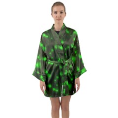 Neon Green Bubble Hearts Long Sleeve Kimono Robe by PodArtist