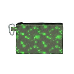 Neon Green Bubble Hearts Canvas Cosmetic Bag (small)