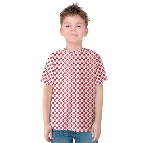 Sexy Red And White Polka Dot Kids  Cotton Tee by PodArtist