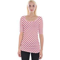 Sexy Red And White Polka Dot Wide Neckline Tee