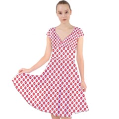 Sexy Red And White Polka Dot Cap Sleeve Front Wrap Midi Dress