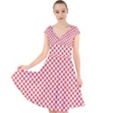 Sexy red and white polka dot Cap Sleeve Front Wrap Midi Dress View1