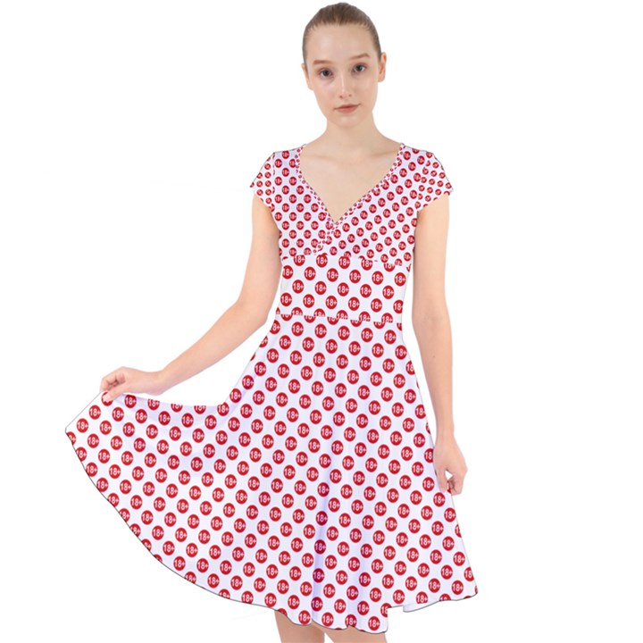 Sexy red and white polka dot Cap Sleeve Front Wrap Midi Dress