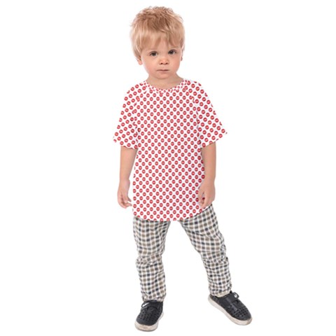 Sexy Red And White Polka Dot Kids Raglan Tee by PodArtist