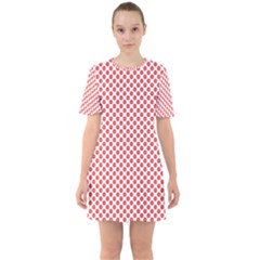 Sexy Red And White Polka Dot Sixties Short Sleeve Mini Dress