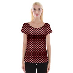 Sexy Red And Black Polka Dot Cap Sleeve Tops by PodArtist