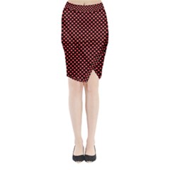 Sexy Red And Black Polka Dot Midi Wrap Pencil Skirt by PodArtist