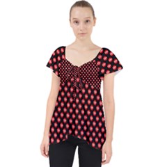 Sexy Red And Black Polka Dot Lace Front Dolly Top