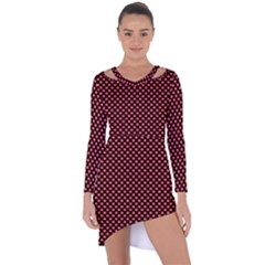 Sexy Red And Black Polka Dot Asymmetric Cut-out Shift Dress by PodArtist