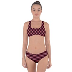 Sexy Red And Black Polka Dot Criss Cross Bikini Set by PodArtist