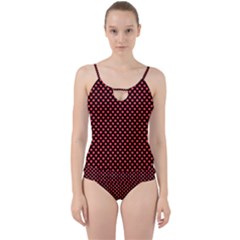 Sexy Red And Black Polka Dot Cut Out Top Tankini Set