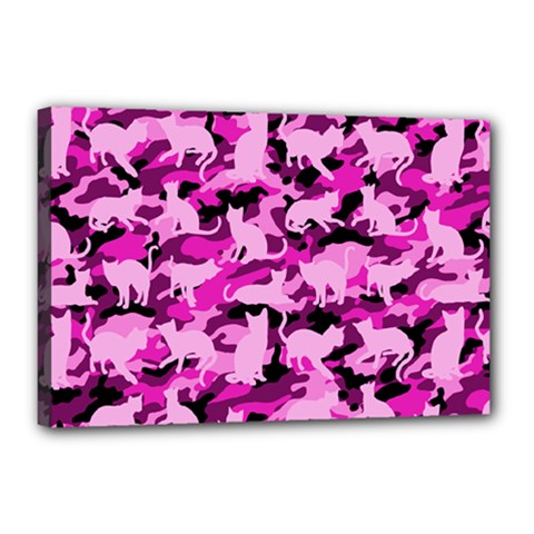 Hot Pink Catmouflage Camouflage Canvas 18  X 12 