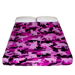 Hot Pink Catmouflage Camouflage Fitted Sheet (queen Size) by PodArtist