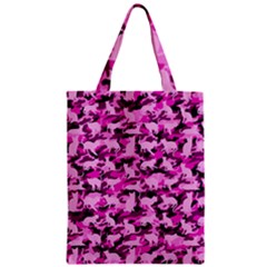 Hot Pink Catmouflage Camouflage Zipper Classic Tote Bag by PodArtist