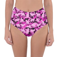 Hot Pink Catmouflage Camouflage Reversible High-waist Bikini Bottoms by PodArtist