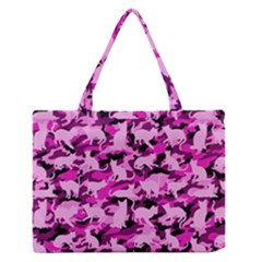 Hot Pink Catmouflage Camouflage Zipper Medium Tote Bag by PodArtist