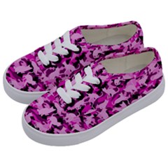 Hot Pink Catmouflage Camouflage Kids  Classic Low Top Sneakers