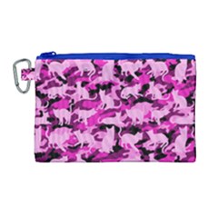 Hot Pink Catmouflage Camouflage Canvas Cosmetic Bag (large)