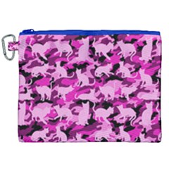 Hot Pink Catmouflage Camouflage Canvas Cosmetic Bag (xxl)