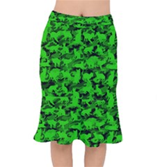 Bright Neon Green Catmouflage Mermaid Skirt by PodArtist