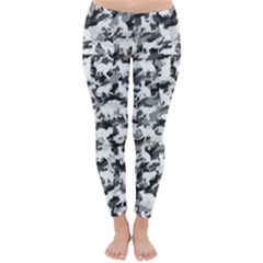 Black And White Catmouflage Camouflage Classic Winter Leggings by PodArtist