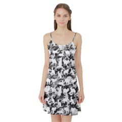 Black And White Catmouflage Camouflage Satin Night Slip by PodArtist