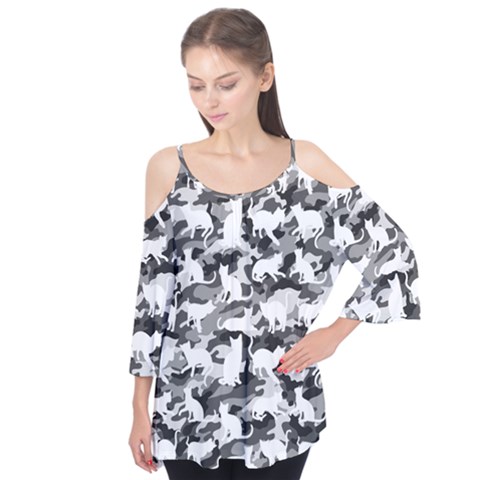 Black And White Catmouflage Camouflage Flutter Tees by PodArtist