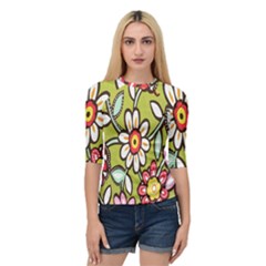 Flowers Fabrics Floral Design Quarter Sleeve Raglan Tee