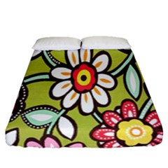 Flowers Fabrics Floral Design Fitted Sheet (Queen Size)