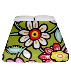 Flowers Fabrics Floral Design Fitted Sheet (King Size)