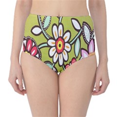 Flowers Fabrics Floral Design High-Waist Bikini Bottoms