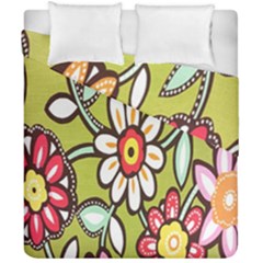 Flowers Fabrics Floral Design Duvet Cover Double Side (California King Size)