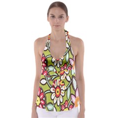 Flowers Fabrics Floral Design Babydoll Tankini Top