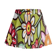 Flowers Fabrics Floral Design Mini Flare Skirt