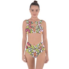 Flowers Fabrics Floral Design Bandaged Up Bikini Set 