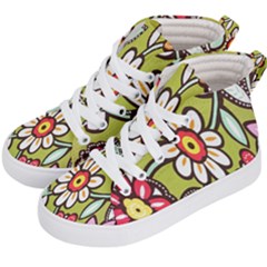 Flowers Fabrics Floral Design Kid s Hi-top Skate Sneakers