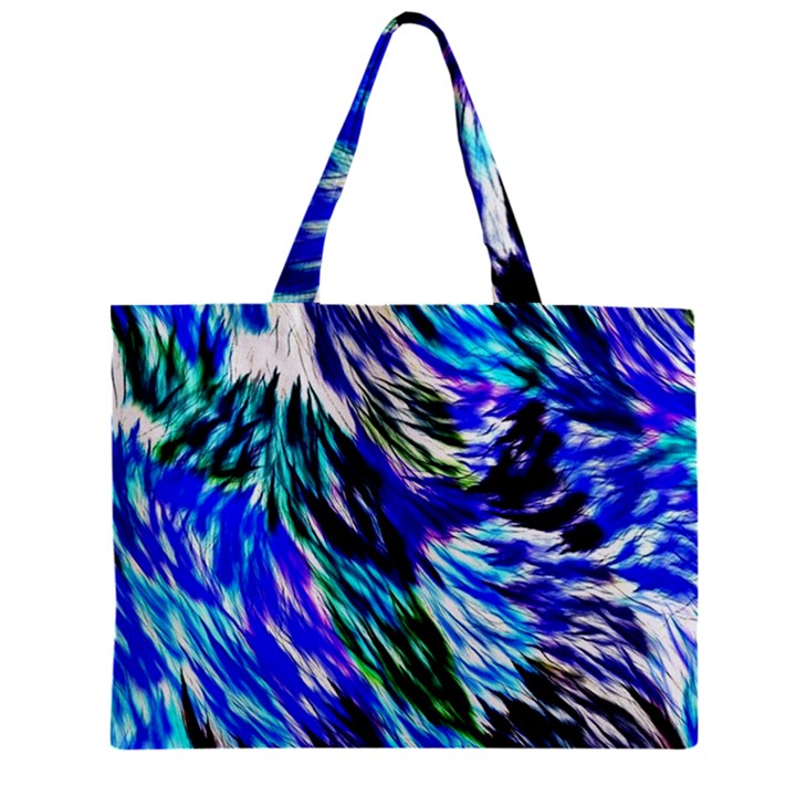 Abstract Background Blue White Zipper Mini Tote Bag