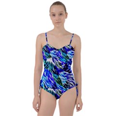 Abstract Background Blue White Sweetheart Tankini Set