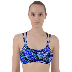 Abstract Background Blue White Line Them Up Sports Bra