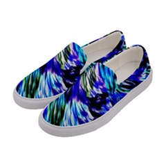 Abstract Background Blue White Women s Canvas Slip Ons